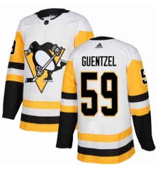 Mens Adidas Pittsburgh Penguins 59 Jake Guentzel Authentic White Away NHL Jersey 