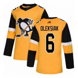 Mens Adidas Pittsburgh Penguins 6 Jamie Oleksiak Premier Gold Alternate NHL Jerse
