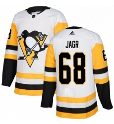 Mens Adidas Pittsburgh Penguins 68 Jaromir Jagr Authentic White Away NHL Jersey 
