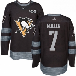 Mens Adidas Pittsburgh Penguins 7 Joe Mullen Authentic Black 1917 2017 100th Anniversary NHL Jersey 