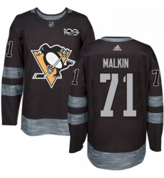 Mens Adidas Pittsburgh Penguins 71 Evgeni Malkin Authentic Black 1917 2017 100th Anniversary NHL Jersey 