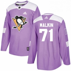 Mens Adidas Pittsburgh Penguins 71 Evgeni Malkin Authentic Purple Fights Cancer Practice NHL Jersey 
