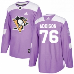 Mens Adidas Pittsburgh Penguins 76 Calen Addison Authentic Purple Fights Cancer Practice NHL Jersey 