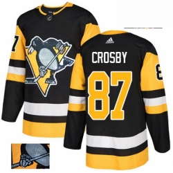 Mens Adidas Pittsburgh Penguins 87 Sidney Crosby Authentic Black Fashion Gold NHL Jersey 