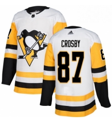 Mens Adidas Pittsburgh Penguins 87 Sidney Crosby Authentic White Away NHL Jersey 