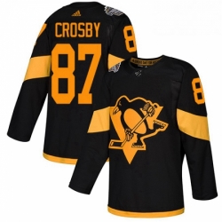 Mens Adidas Pittsburgh Penguins 87 Sidney Crosby Black Authentic 2019 Stadium Series Stitched NHL Jersey 