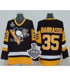 Mitchell 26Ness Penguins #35 Tom Barrasso Black 2017 Stanley Cup Final Patch Stitched NHL Jersey