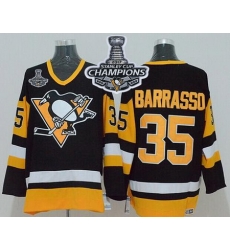 Mitchell 26Ness Penguins #35 Tom Barrasso Black 2017 Stanley Cup Finals Champions Stitched NHL Jersey