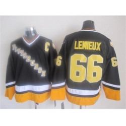 NHL Pittsburgh Penguins #66 Mario Lemieux black-yellow jerseys