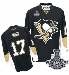 Penguins #17 Bryan Rust Black Home 2017 Stanley Cup Finals Champions Stitched NHL Jersey