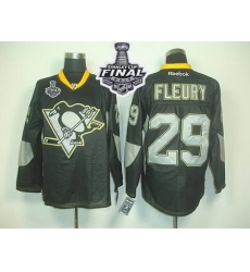 Penguins #29 Andre Fleury Black Ice 2017 Stanley Cup Final Patch Stitched NHL Jersey