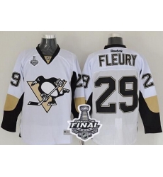 Penguins #29 Andre Fleury White 2017 Stanley Cup Final Patch Stitched NHL Jersey