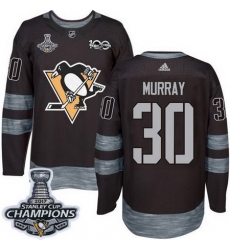 Penguins #30 Matt Murray Black 1917 2017 100th Anniversary Stanley Cup Finals Champions Stitched NHL Jersey
