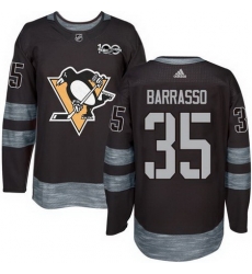 Penguins #35 Tom Barrasso Black 1917 2017 100th Anniversary Stitched NHL Jersey