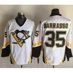 Penguins  #35 Tom Barrasso White CCM Throwback Stitched NHL Jersey