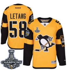 Penguins #58 Kris Letang Gold 2017 Stadium Series Stanley Cup Finals Champions Stitched NHL Jersey