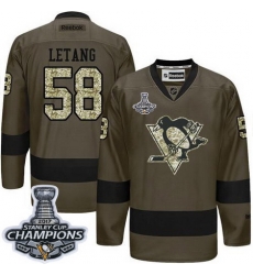 Penguins #58 Kris Letang Green Salute to Service 2017 Stanley Cup Finals Champions Stitched NHL Jersey