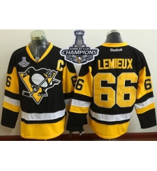 Penguins #66 Mario Lemieux Black Alternate 2017 Stanley Cup Finals Champions Stitched NHL Jersey