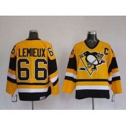 Penguins #66 Mario Lemieux Stitched Yellow Mitchell 26Ness NHL Jersey