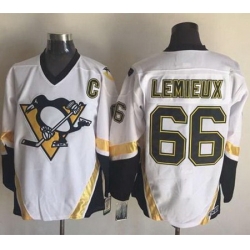 Penguins  #66 Mario Lemieux White CCM Throwback Stitched NHL Jersey