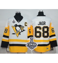 Penguins #68 Jaromir Jagr White New Away 2017 Stanley Cup Final Patch Stitched NHL Jersey