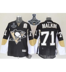 Penguins #71 Evgeni Malkin Black 2017 Stanley Cup Finals Champions Stitched NHL Jersey