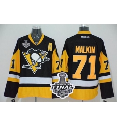 Penguins #71 Evgeni Malkin Black Alternate 2017 Stanley Cup Final Patch Stitched NHL Jersey