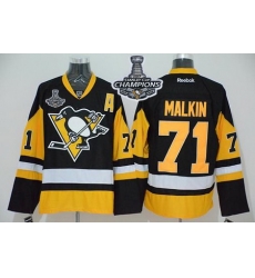 Penguins #71 Evgeni Malkin Black Alternate 2017 Stanley Cup Finals Champions Stitched NHL Jersey