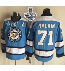 Penguins #71 Evgeni Malkin Blue Alternate CCM Throwback 2017 Stanley Cup Final Patch Stitched NHL Jersey