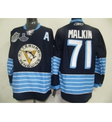 Penguins #71 Evgeni Malkin Dark BLue 2011 Winter Classic Vintage 2017 Stanley Cup Finals Champions Stitched NHL Jersey