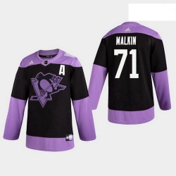 Penguins 71 Evgeni Malkin Hockey Fights Cancer Practice Black Jersey