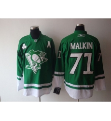 Penguins #71 Evgeni Malkin Stitched Green St Patty Day NHL Jersey