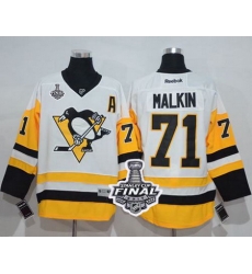 Penguins #71 Evgeni Malkin White New Away 2017 Stanley Cup Final Patch Stitched NHL Jersey