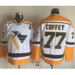 Penguins #77 Paul Coffey WhiteYellow CCM Throwback Stitched NHL Jersey