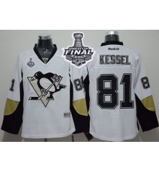 Penguins #81 Phil Kessel White Away 2017 Stanley Cup Final Patch Stitched NHL Jersey