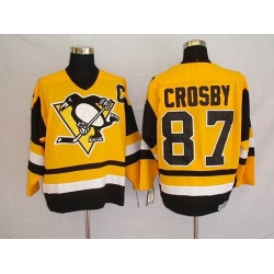 Penguins #87 Sidney Crosby Stitched Yellow Mitchell 26Ness NHL Jersey