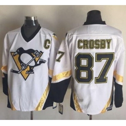 Penguins  #87 Sidney Crosby White CCM Throwback Stitched NHL Jersey