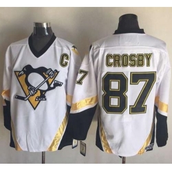 Penguins #87 Sidney Crosby White CCM Throwback Stitched NHL Jersey