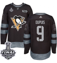 Penguins #9 Pascal Dupuis Black 1917 2017 100th Anniversary Stanley Cup Final Patch Stitched NHL Jersey