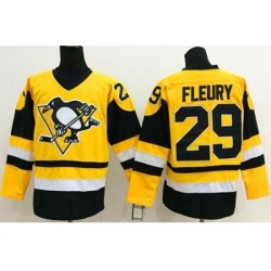 Pittsburgh Penguins #29 Andre Fleury Yellow Throwback Stitched NHL Jersey