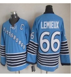 Pittsburgh Penguins #66 Mario Lemieux Light Blue CCM Throwback Stitched NHL Jersey