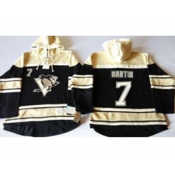 Pittsburgh Penguins #7 Paul Martin Black Sawyer Hooded Sweatshirt Stitched NHL Jersey