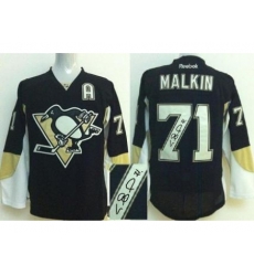 Pittsburgh Penguins 71 Evgeni Malkin Black Signed Jerseys