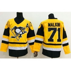 Pittsburgh Penguins #71 Evgeni Malkin Yellow Throwback Stitched NHL Jersey