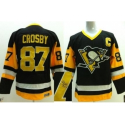 Pittsburgh Penguins 87 Sidney Crosby Black Yellow CCM Signed Jerseys
