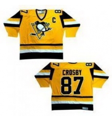 Pittsburgh Penguins No 87 Sidney Crosby Throwback Yellow Hockey Jersey