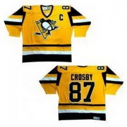 Pittsburgh Penguins No 87 Sidney Crosby Throwback Yellow Hockey Jersey