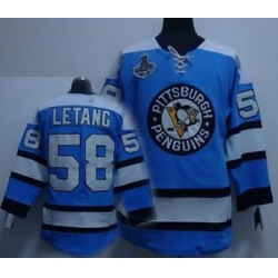 RBK Pittsburgh Penguins #58 Letang Blue STANLEY CUP Jersey