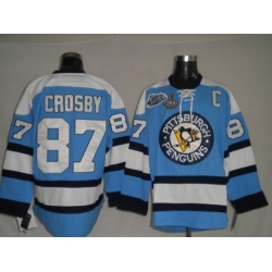 RBK Pittsburgh Penguins #87 Sidney Crosby Blue STANLEY CUP Jersey