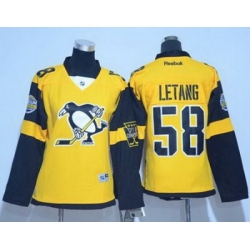 Penguins #58 Kris Letang Gold 2017 Stadium Series Womens Stitched NHL Jersey